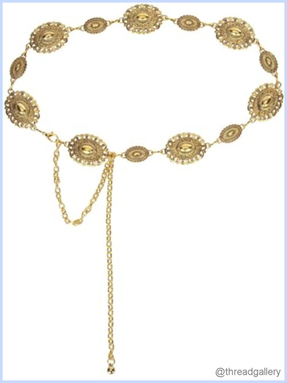 Western Concho Chain Belt Gold Metal Waist Cowgirl Belt for Dresses Jeans